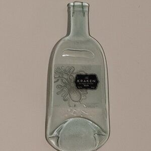 Kraken Black Spiced Rum Clear Glass Bottle Flattened Wall Hanging Trivet Spoon